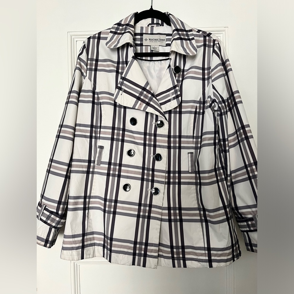 Weather Tamer Plaid Raincoat- Petite Large
